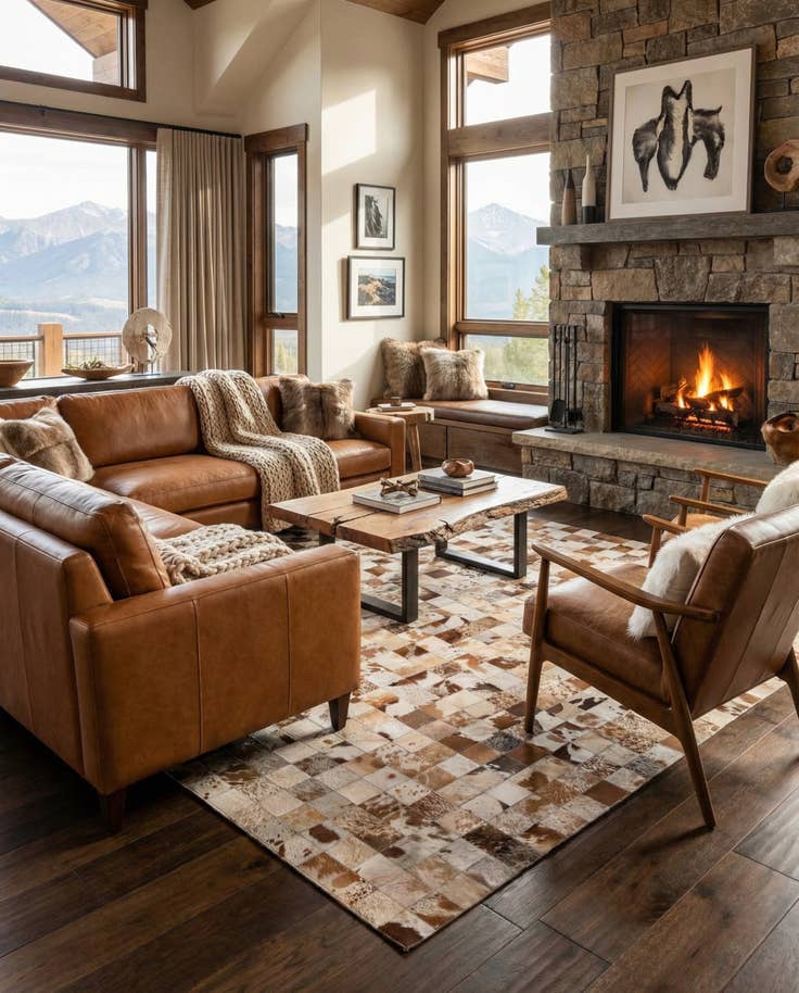 Detail image of 8' x 10' Cowhide Leather Rug