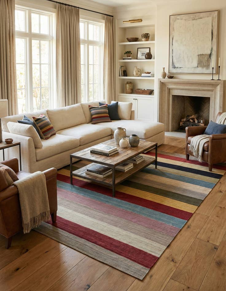 Detail image of 9' 10 x 13' 8  Hand Woven Kilim Modern Wool Rug