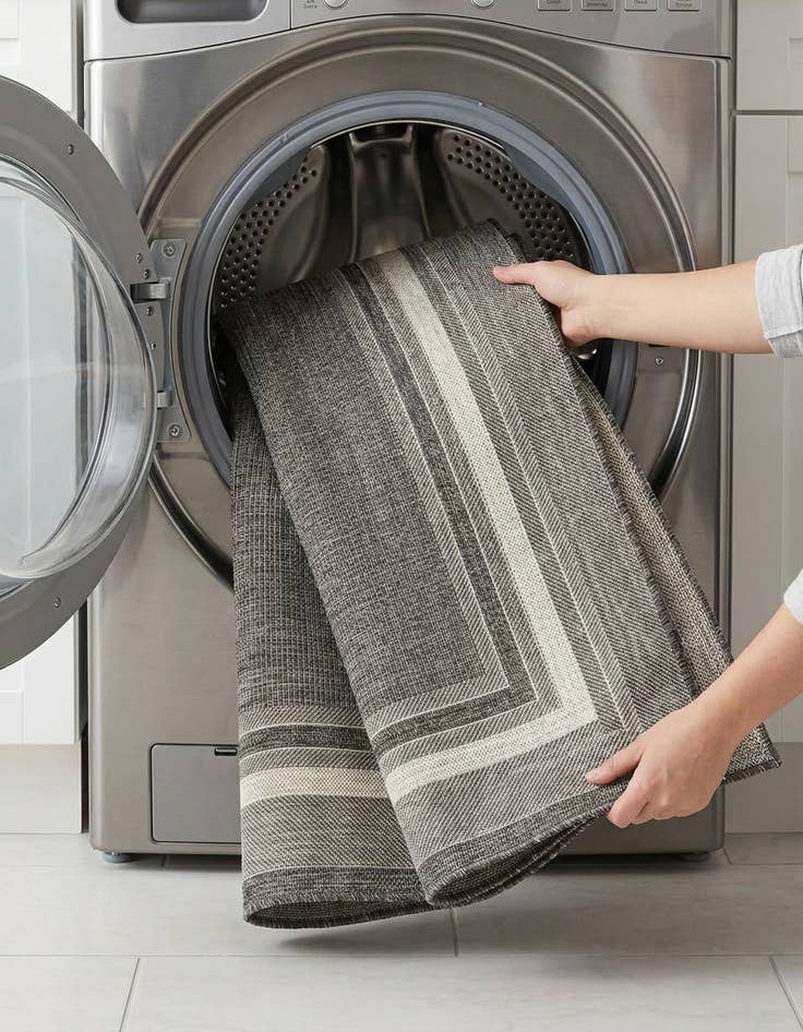 Detail image of 7' x 10'  Washable Border Indoor / Outdoor Rug