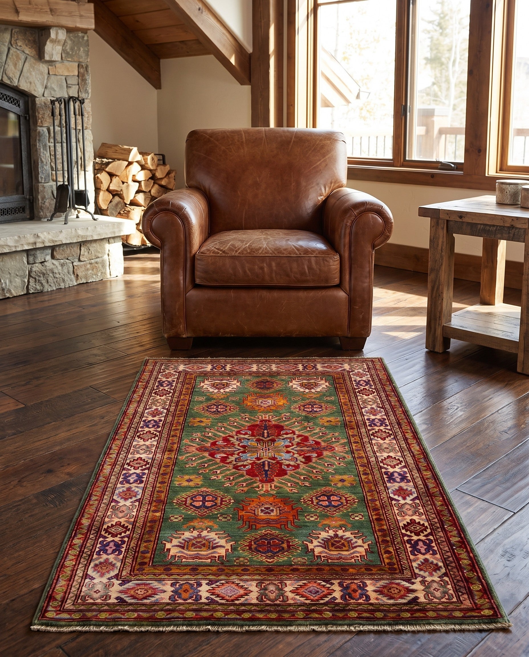 3' 5 x 5' Hand Knotted Kazak Rug