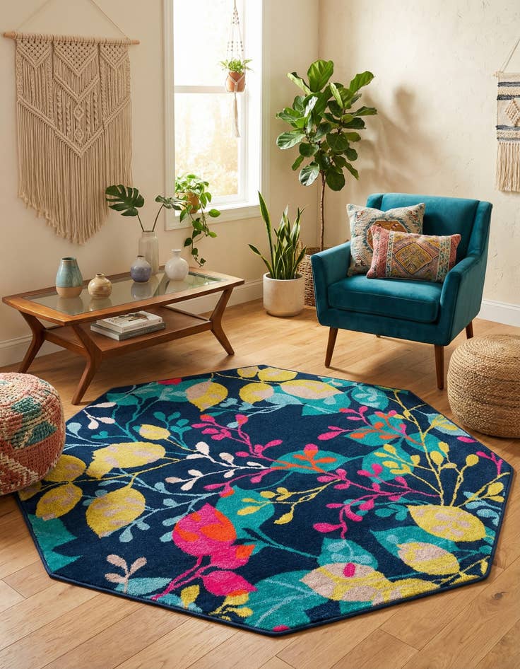 Detail image of 5' 3 x 5' 3 Azalea Octagon Rug