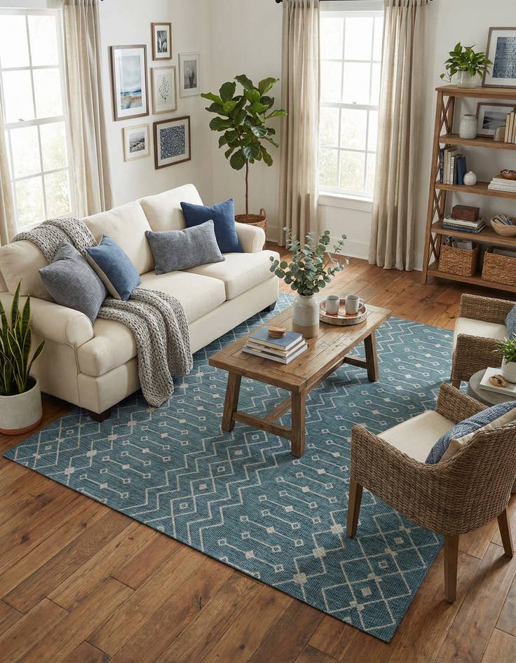 Detail image of 10' x 10'  Washable Trellis Indoor / Outdoor Square Rug