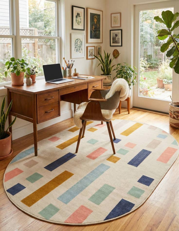 Detail image of 5' x 8' Lotus Oval Rug