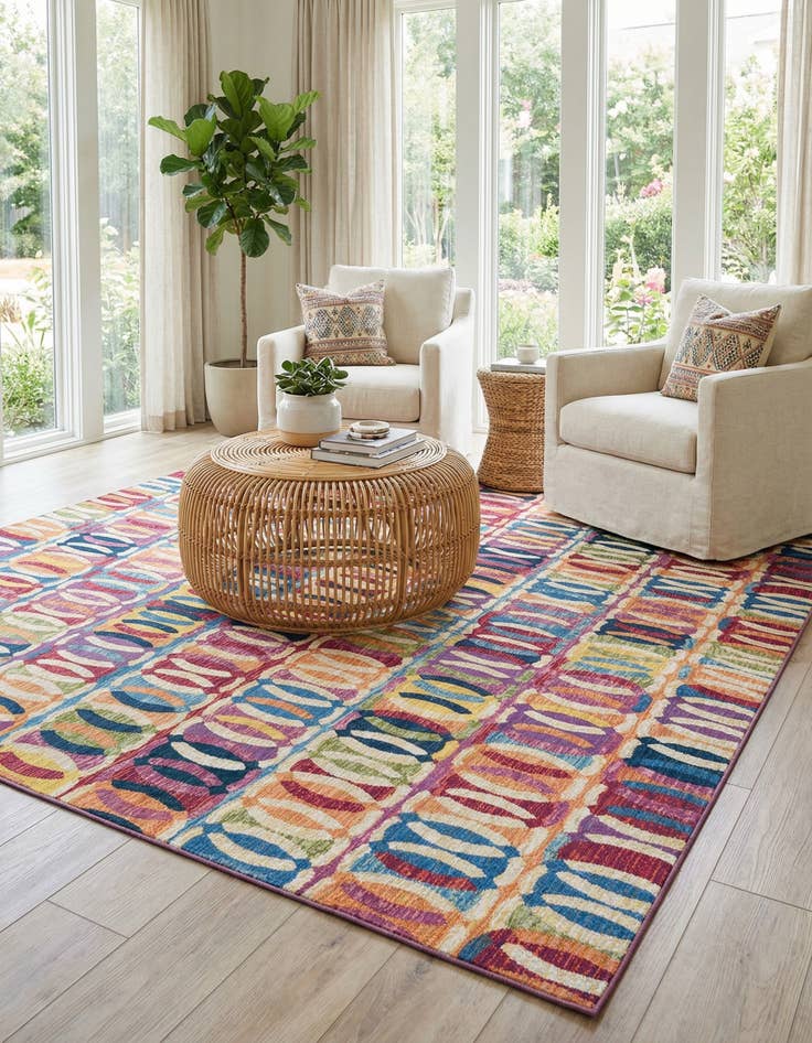 Detail image of  10' x 10'  Washable Modern Indoor / Outdoor Square Rug