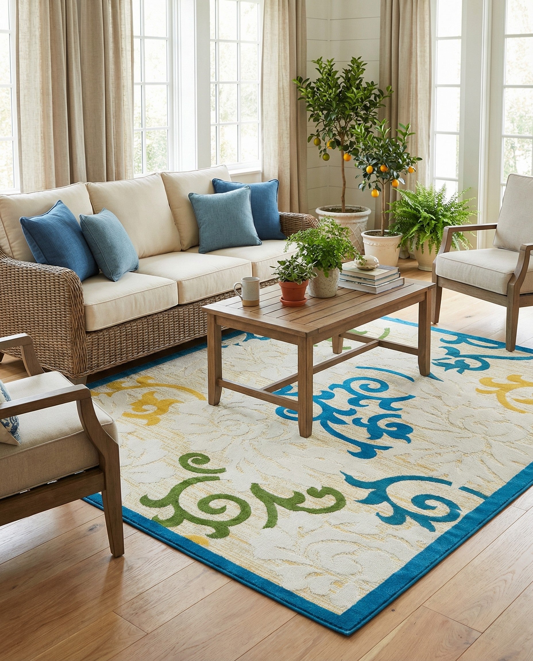 8' x 10' Easy-Clean Botanical Indoor / Outdoor Rug