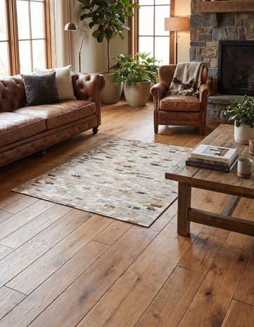 4' x 4' 8 Cowhide Stocks Rug