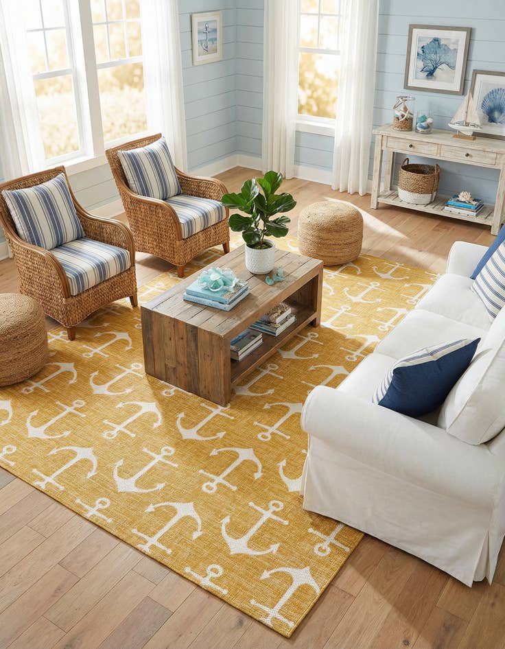 Detail image of  10' x 14'  Washable Coastal Indoor / Outdoor Rug