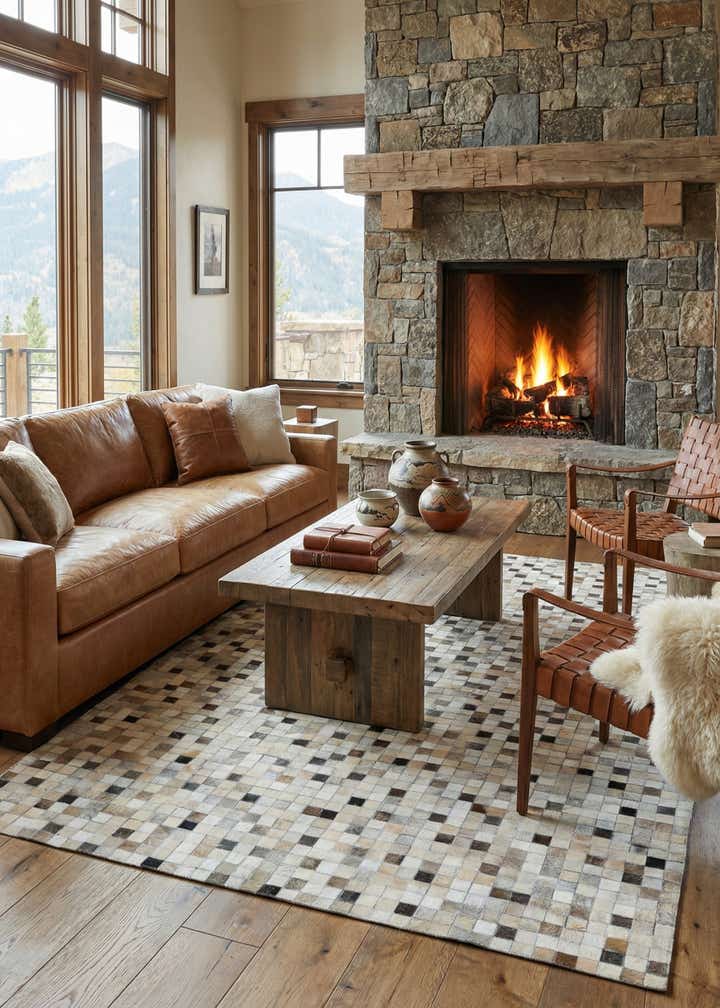 5' x 8' Cowhide Leather Rug