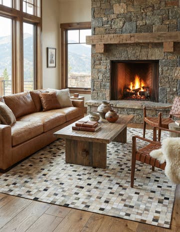 5' x 8' Cowhide Leather Rug