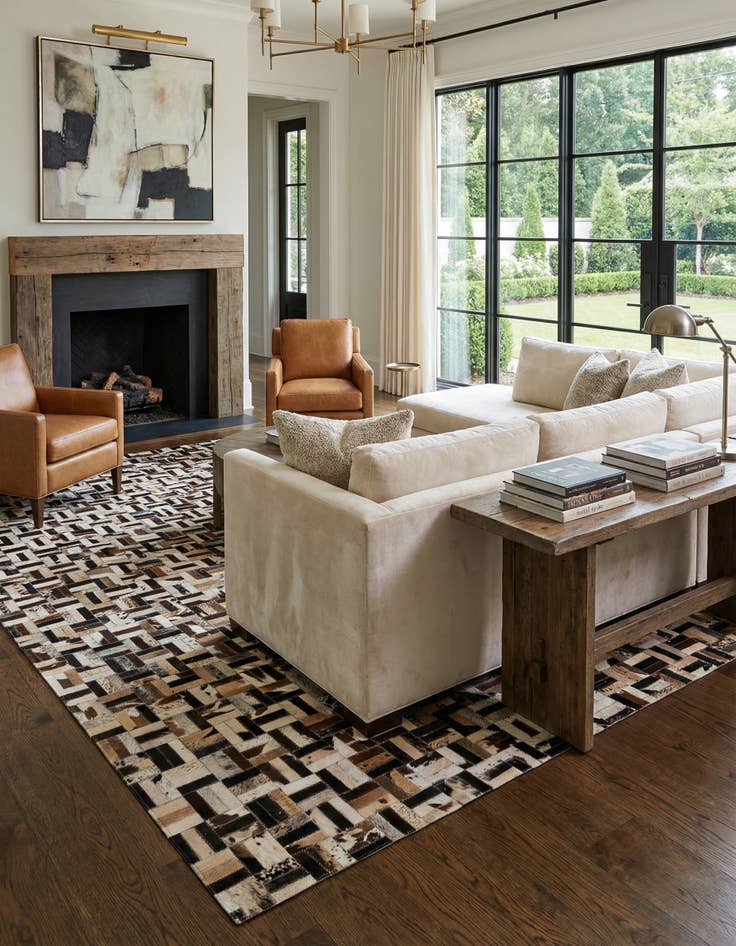 Detail image of  5' x 8' Cowhide - Patchwork Rug