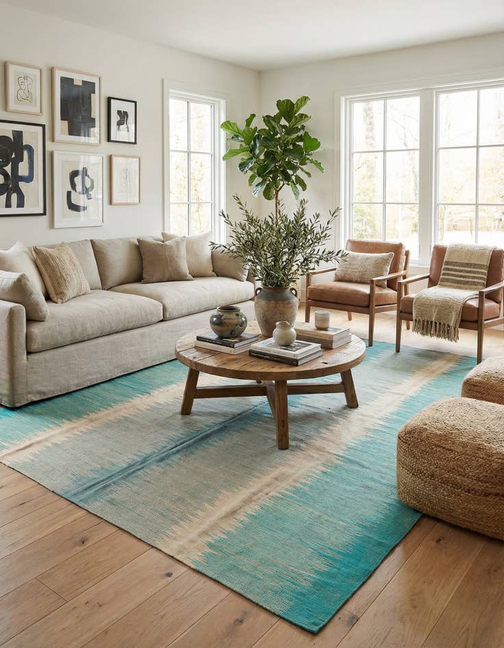 Detail image of  8' 1 x 9' 7  Hand Woven Kilim Modern Wool Rug