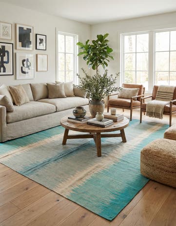 8' 1 x 9' 7 Hand Woven Kilim Modern Wool Rug