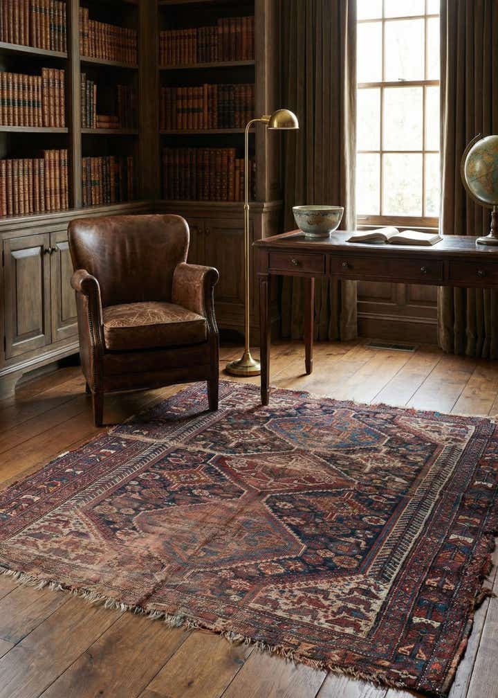 4' 3 x 5' Hand Knotted Shirvan Persian Wool Rug