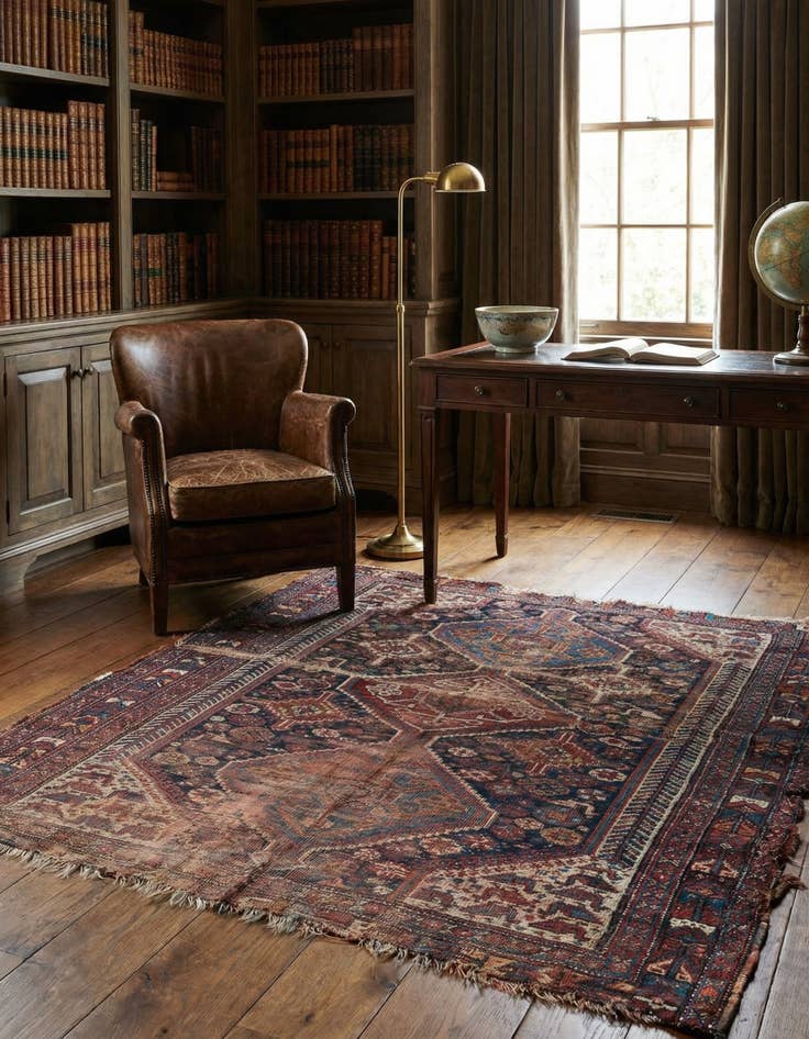 Detail image of 4' 3 x 5'  Hand Knotted Shirvan Persian Wool Rug