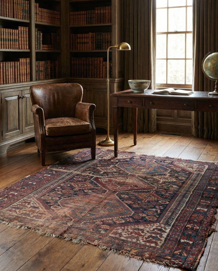 Detail image of 4' 3 x 5' Hand Knotted Shirvan Persian Wool Rug