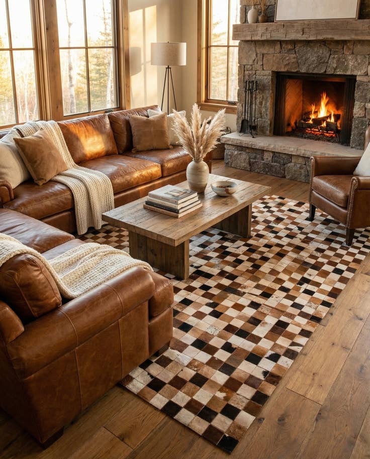 Detail image of 8' x 10' Cowhide Leather Rug