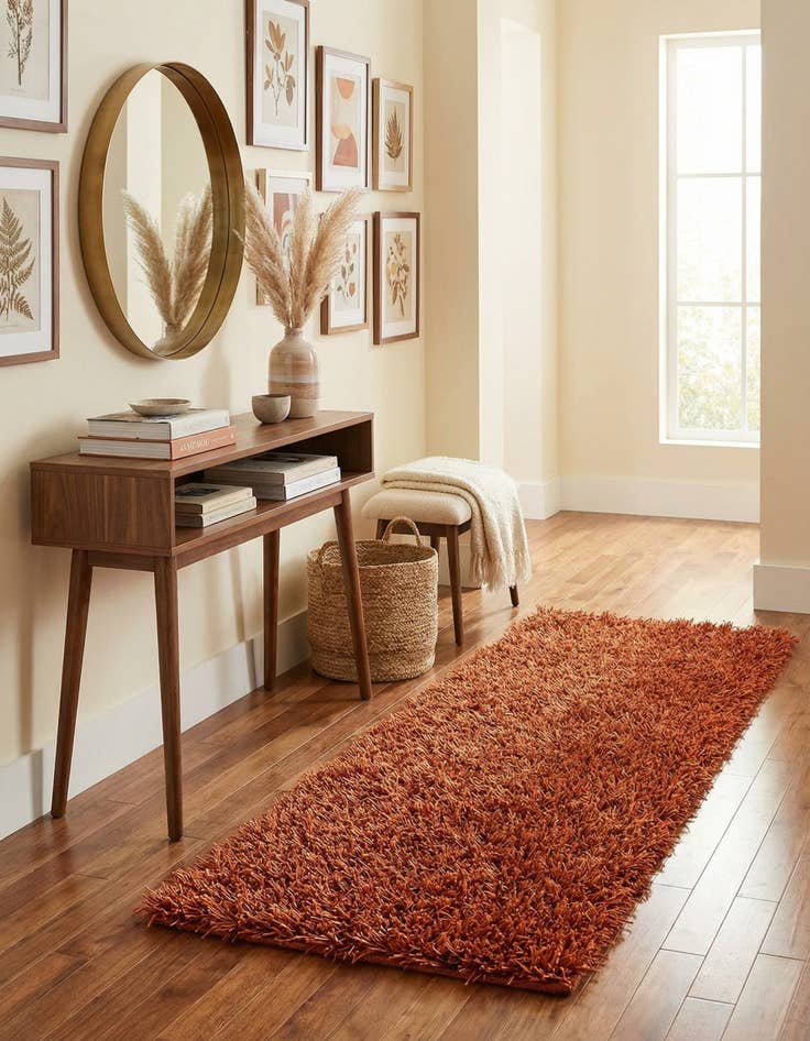 Detail image of  2' 5 x 4' 7  Hand Knotted Solid Shag Oriental Runner Rug