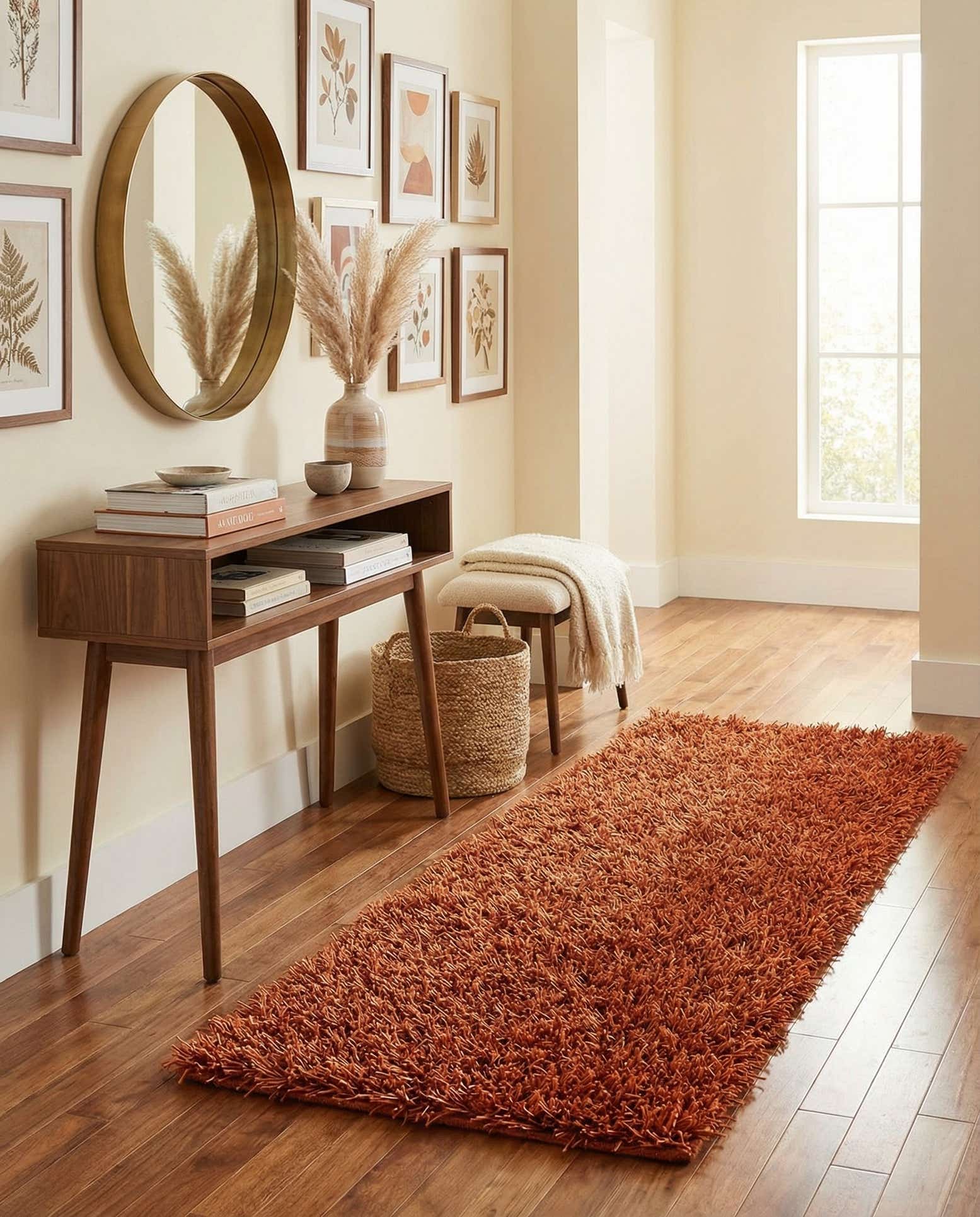 2' 5 x 4' 7 Hand Knotted Solid Shag Oriental Runner Rug