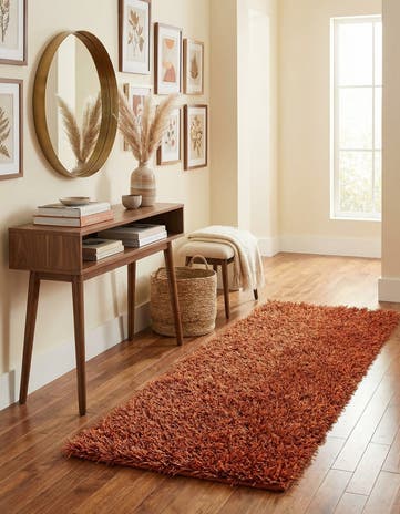 2' 5 x 4' 7 Hand Knotted Solid Shag Oriental Runner Rug
