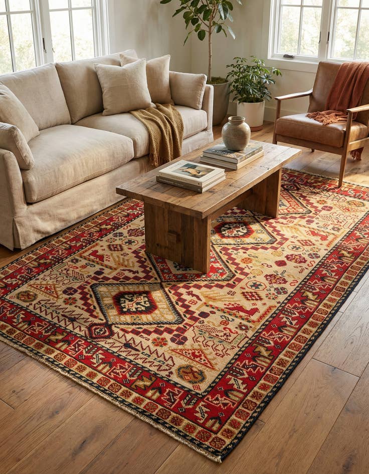 Detail image of 5' x 8'  Hand Knotted Kazak Wool Rug