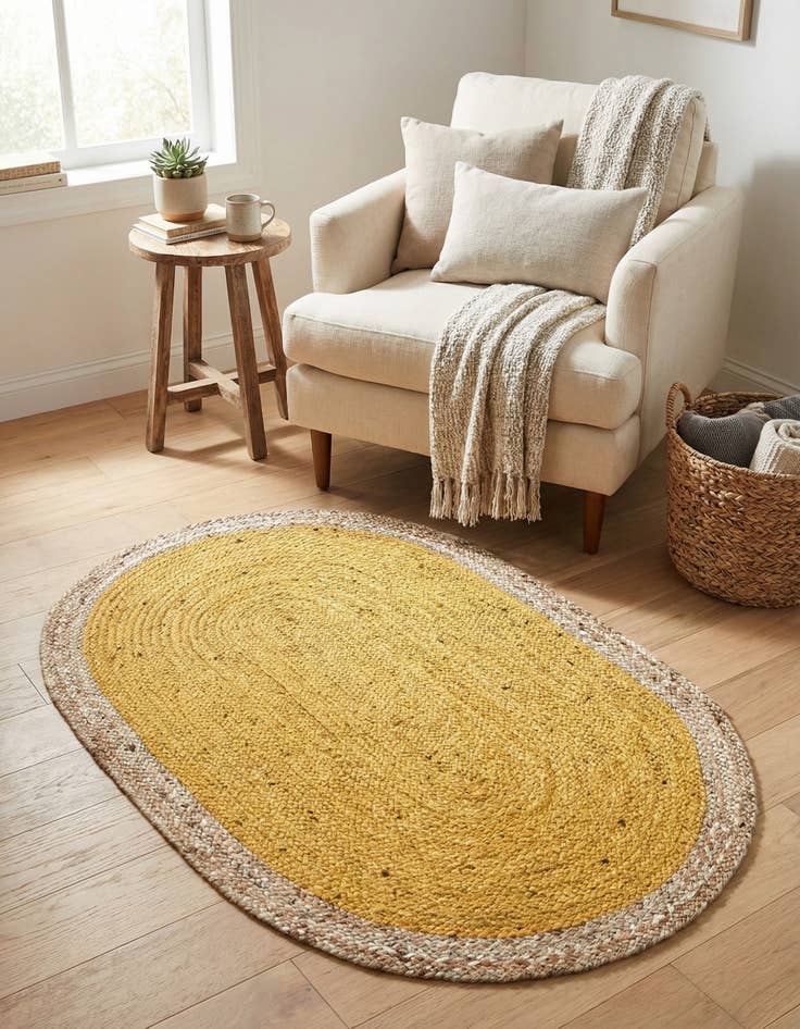 Detail image of  3' 3 x 5' 1  Hand Braided Jute Oval Rug