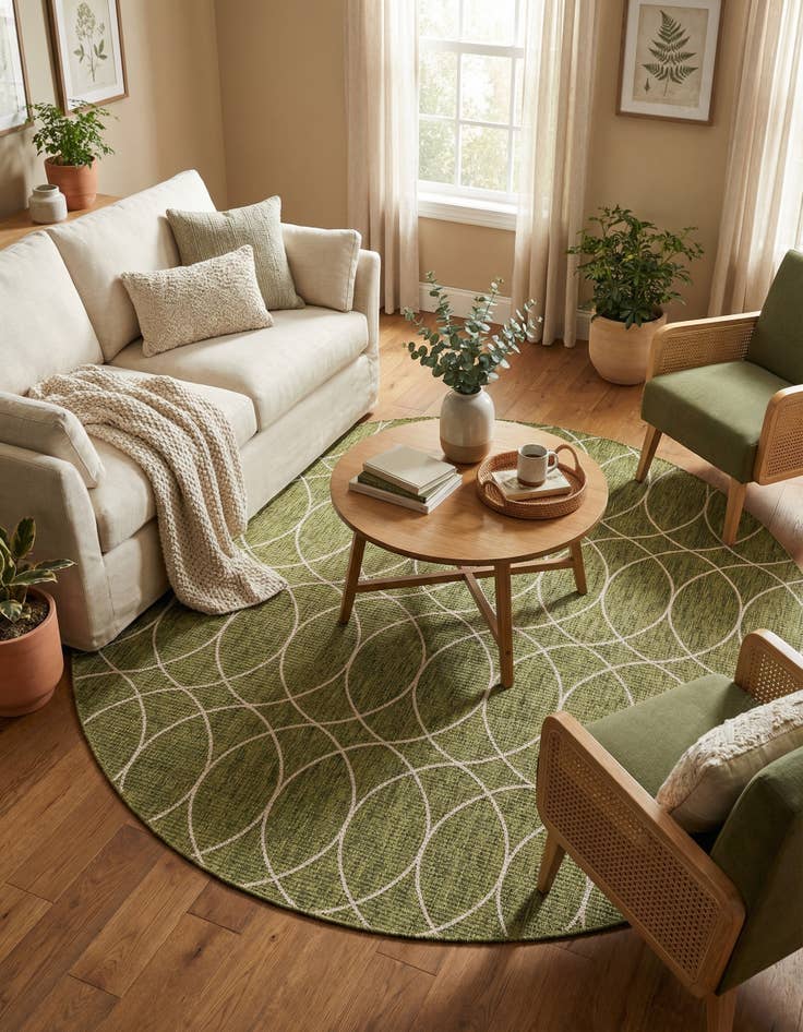 Detail image of  10' x 10'  Washable Lattice Indoor / Outdoor Round Rug