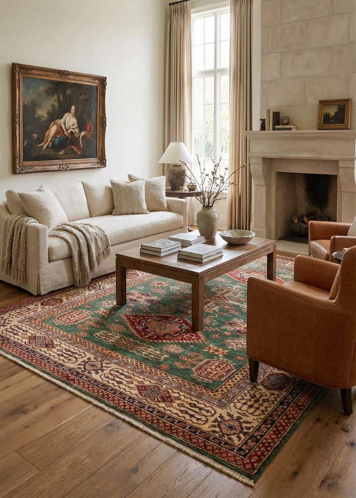 6' 8 x 9' 5 Hand Knotted Kazak Oriental Rug