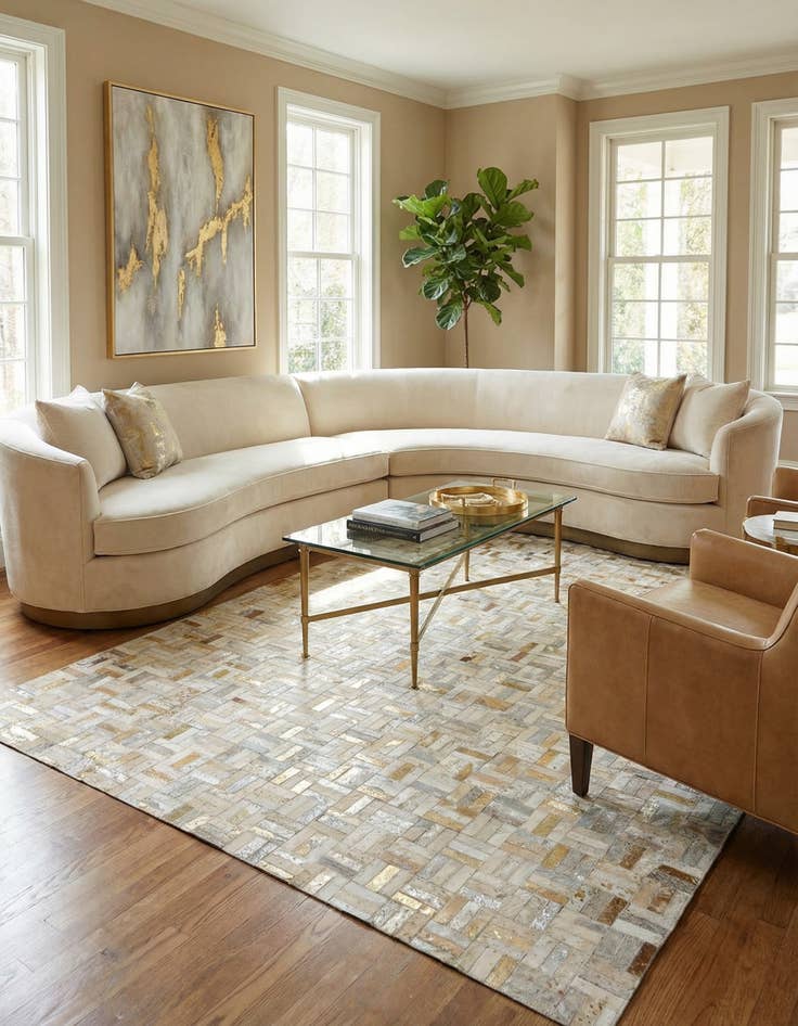 Detail image of 5' x 7' 11 Cowhide Stocks Rug