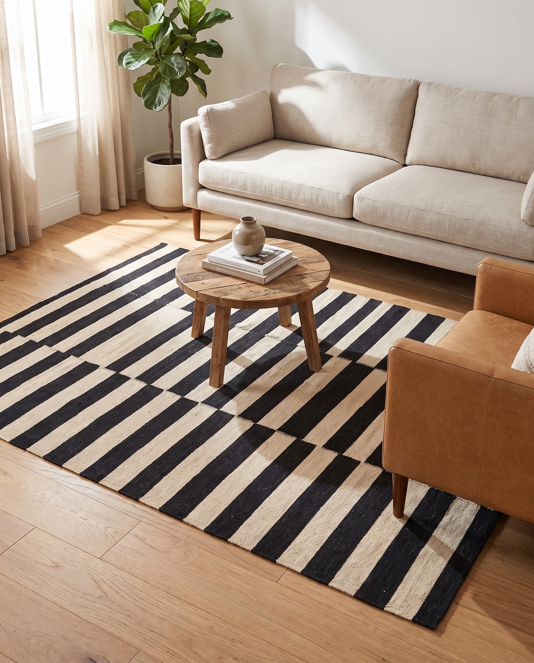 4' 3 x 5' 10 Hand Woven Kilim Modern Wool Rug