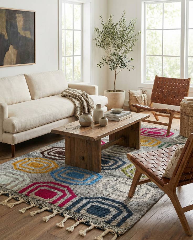 Detail image of 5' x 7' 8 Hand Knotted Moroccan Wool Rug