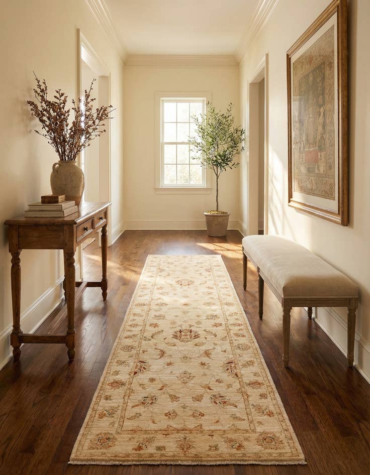 Detail image of 2' 9 x 9' 9  Hand Knotted Peshawar Ziegler Runner Rug