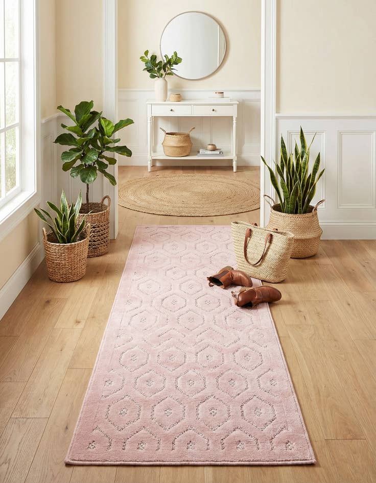 Detail image of  2' x 8'  Washable Trellis Textured Indoor / Outdoor Runner Rug