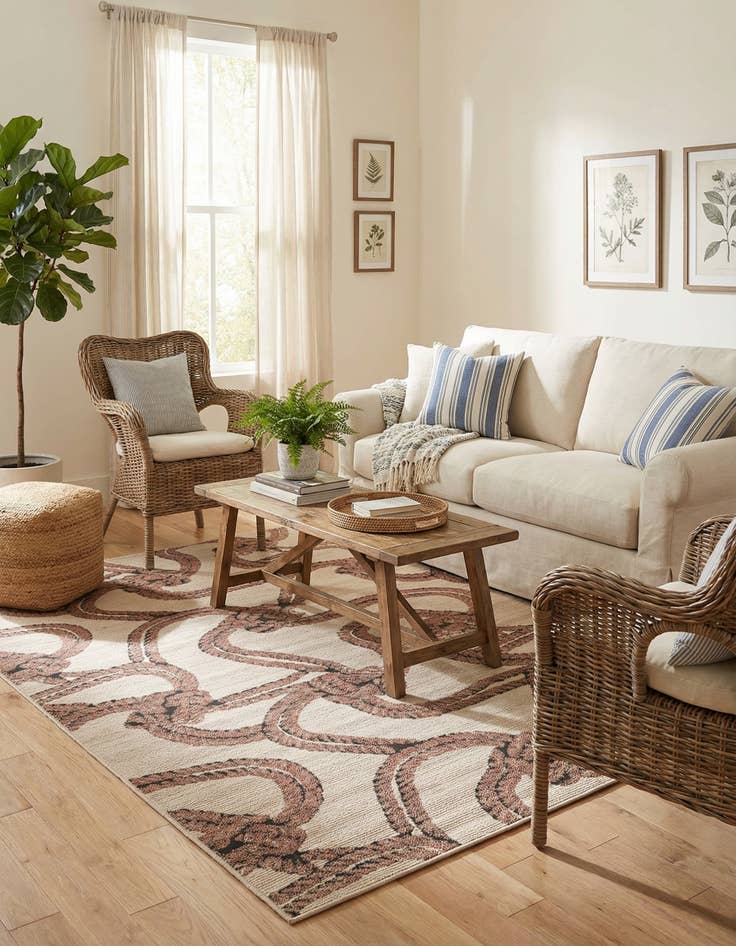 Detail image of 7' 10 x 10'  Washable Coastal Indoor / Outdoor Rug