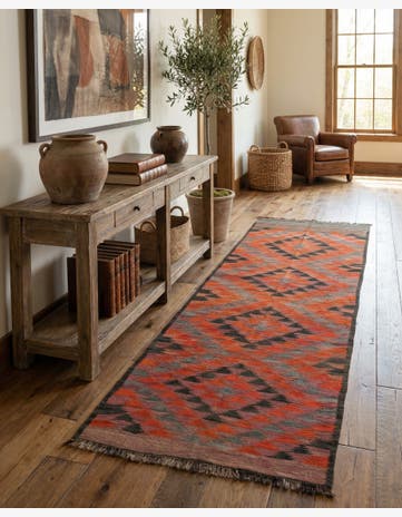 4' 6 x 10' 9 Hand Woven Kilim Fars Wool Runner Rug