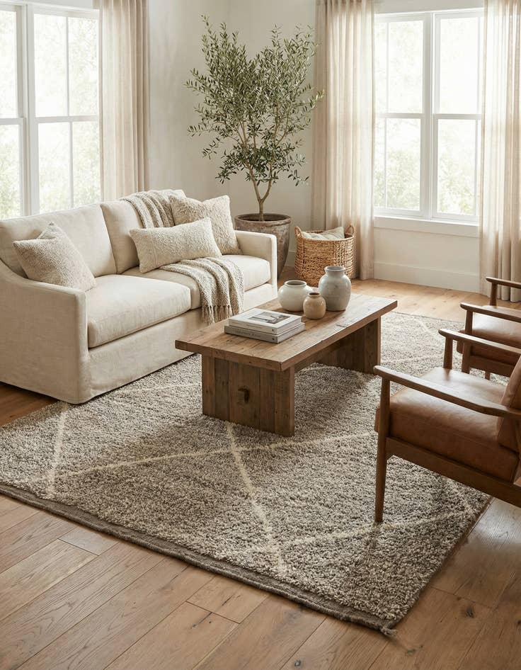 Detail image of 5' 3 x 8' 7  Hand Knotted Moroccan Wool Rug