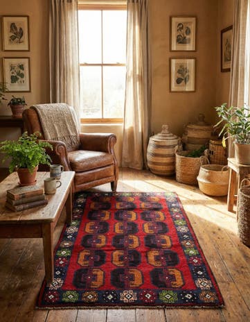 2' 9 x 4' 10 Hand Knotted Balouch Persian Wool Rug
