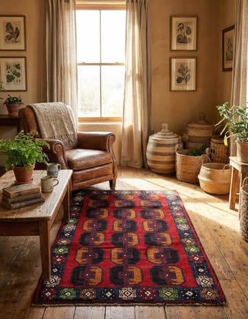2' 9 x 4' 10 Hand Knotted Balouch Persian Wool Rug