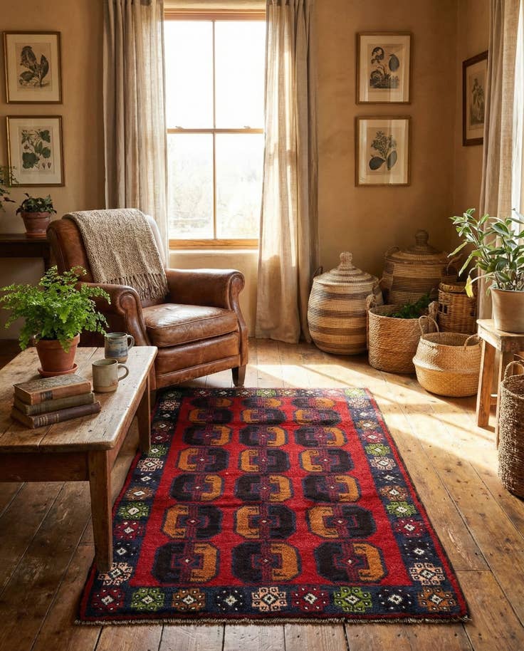 Detail image of 2' 9 x 4' 10 Hand Knotted Balouch Persian Wool Rug