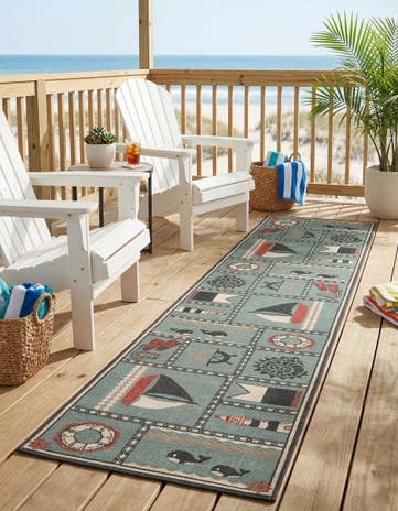 2' 7 x 12' Easy-Clean Coastal Indoor / Outdoor Runner Rug