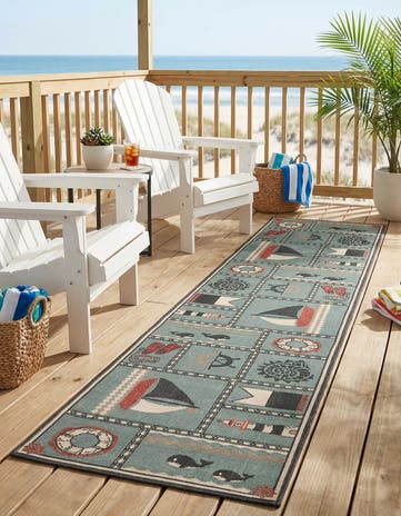 2' 7 x 12' Easy-Clean Coastal Indoor / Outdoor Runner Rug