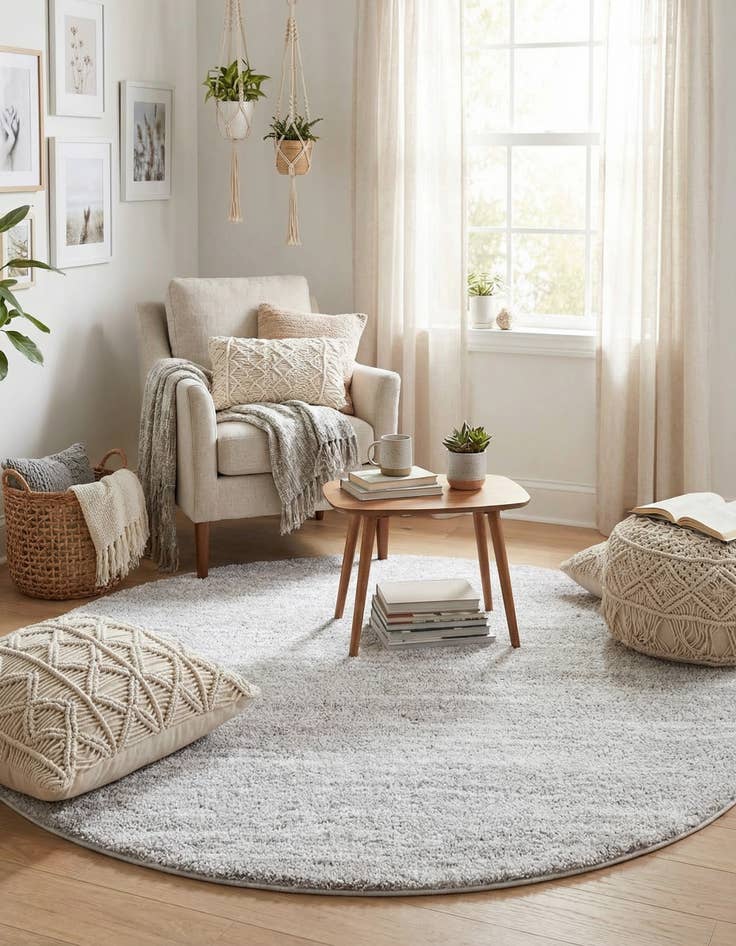 Detail image of  5' 3 x 5' 3 Jill Zarin Shaggy Chic Round Rug