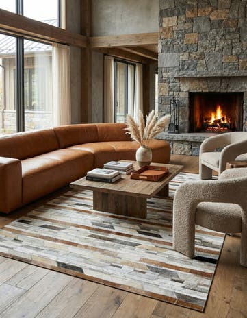 5' 1 x 8' Cowhide Leather Rug