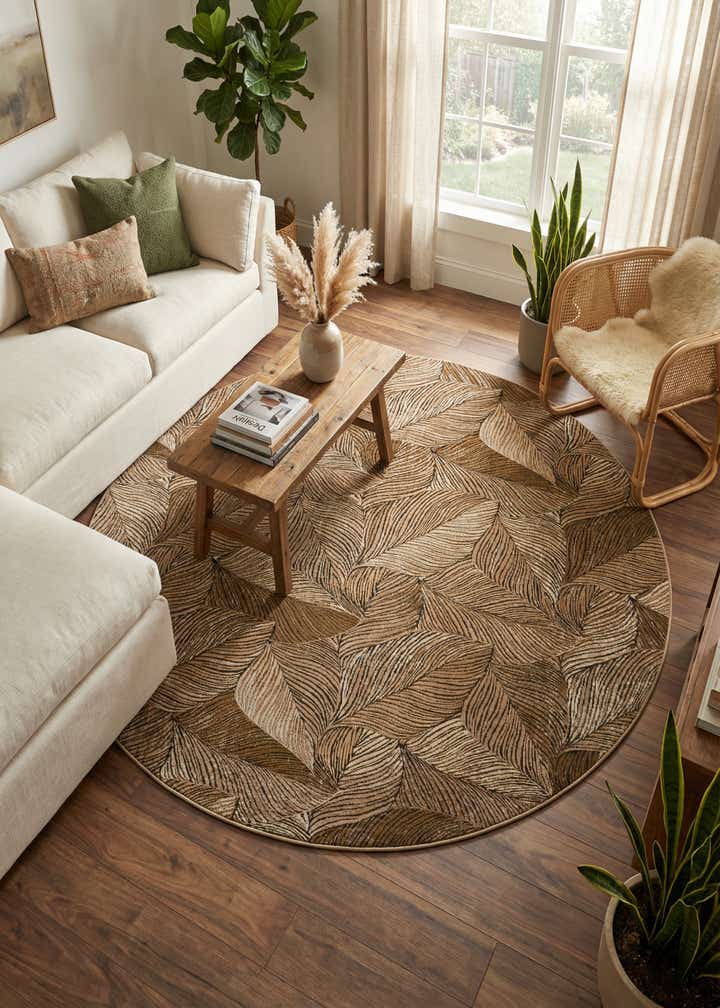 10' x 10' Easy-Clean Botanical Indoor / Outdoor Round Rug