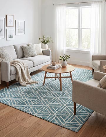 Blue Lattice Trellis Rug