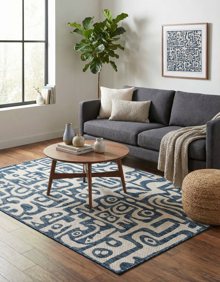 Detail image of 4' x 6'  Washable Modern Indoor / Outdoor Rug