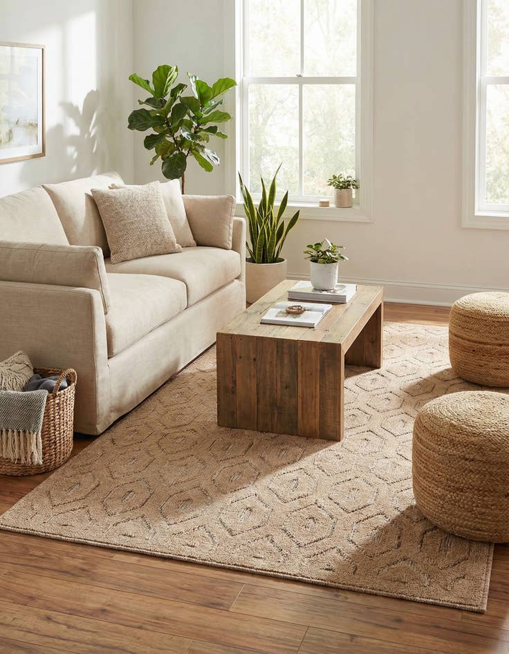 Detail image of 4' x 6'  Washable Trellis Textured Indoor / Outdoor Rug