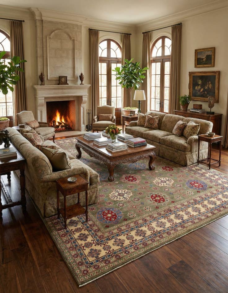Detail image of 12' 10 x 19' 6 Hand Knotted Kazak Rug