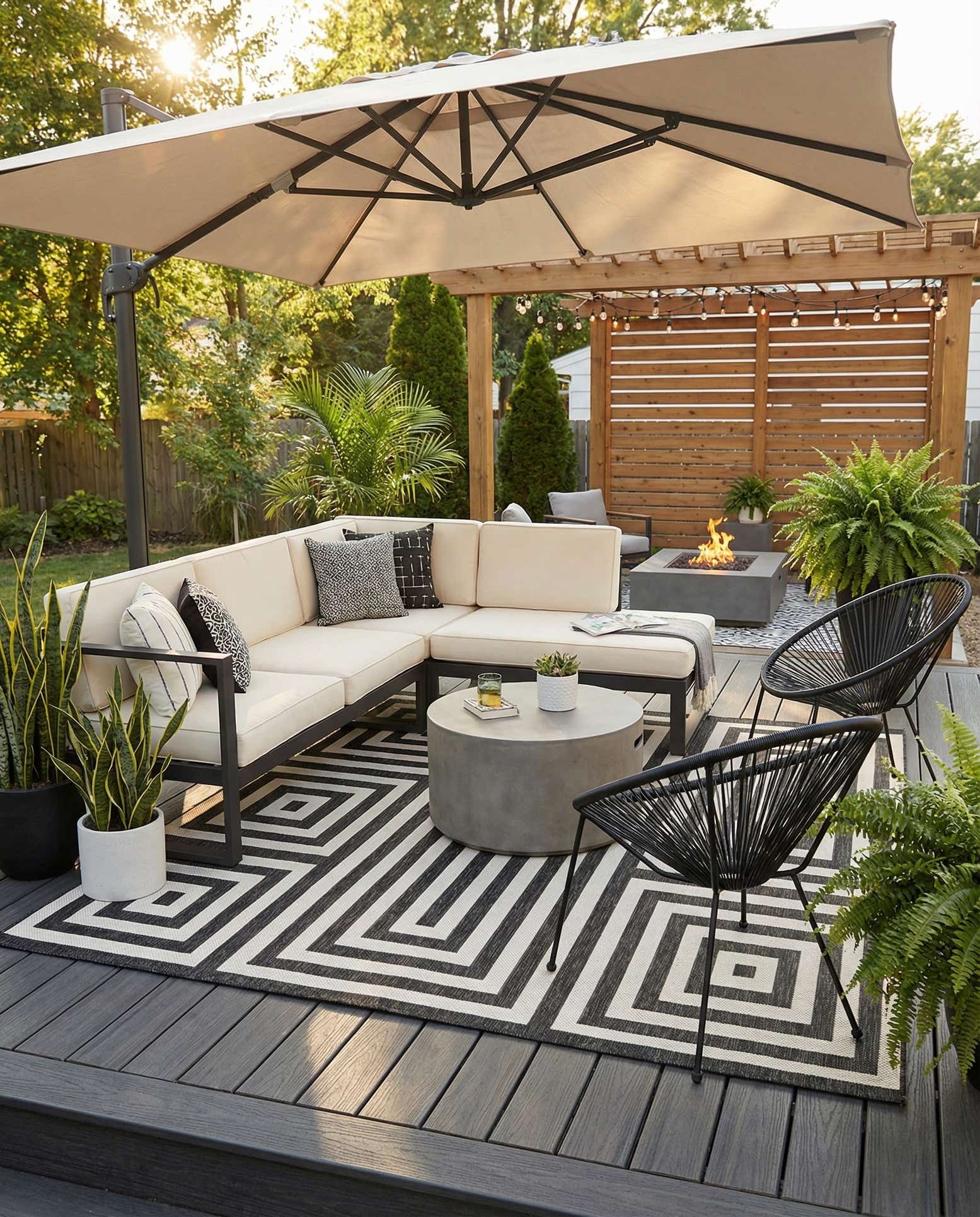 10' x 10' Easy-Clean Modern Indoor / Outdoor Square Rug