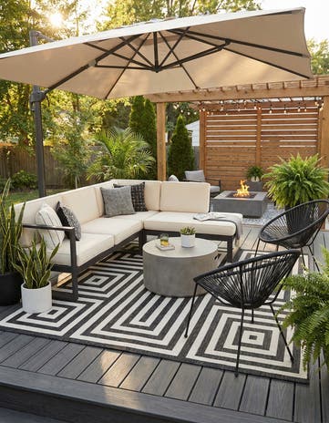 10' x 10' Easy-Clean Modern Indoor / Outdoor Square Rug