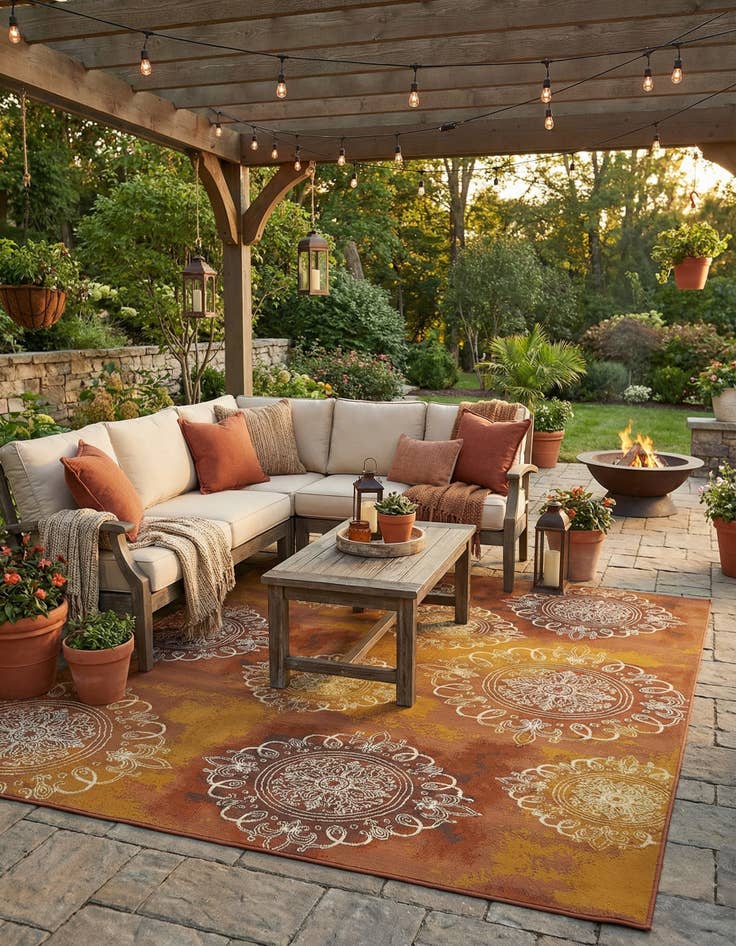 Detail image of  10' x 12' 2  Washable Modern Indoor / Outdoor Rug